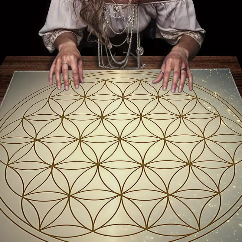 Tarot Clothes for Table Tarot Cloth Astrology 1Pc Sacred Geometry Flower of Life Printed Tarot Tablecloth, Card Cushion,