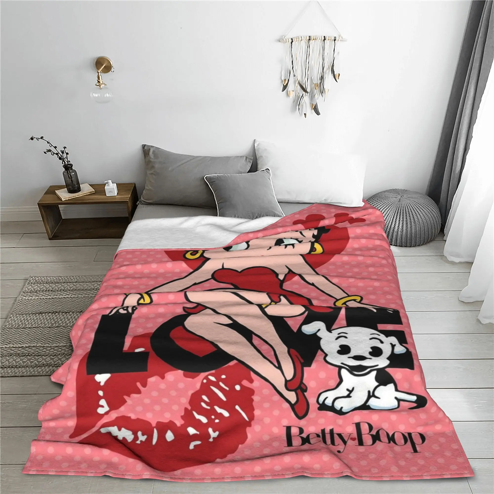 Kawaii B-Betty Plush Blankets Cartoon Novelty Throw Blankets for Home Hotel Sofa  125*100cm Bedspread