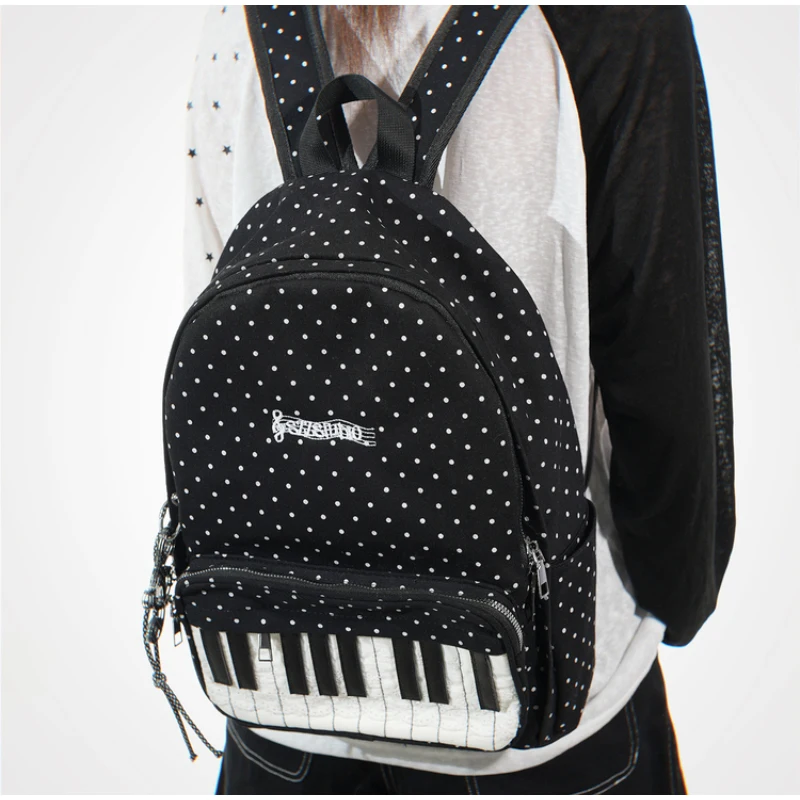 حقيبة ظهر للطلاب من Piano Key Polka Dot جديدة أنيقة وبسيطة ومتعددة الاستخدامات وخفيفة الوزن وسعة كبيرة على الطراز القديم للجنسين حقيبة ظهر للكمبيوتر المحمول #2