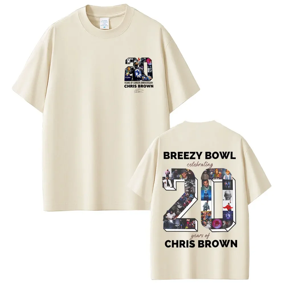 Rapper Chris Brown Breezy Bowl XX Tour 2025 Round Neck Short Sleeve T-shirt Men Women Hip Hop Pop Music Harajuku Street Tops