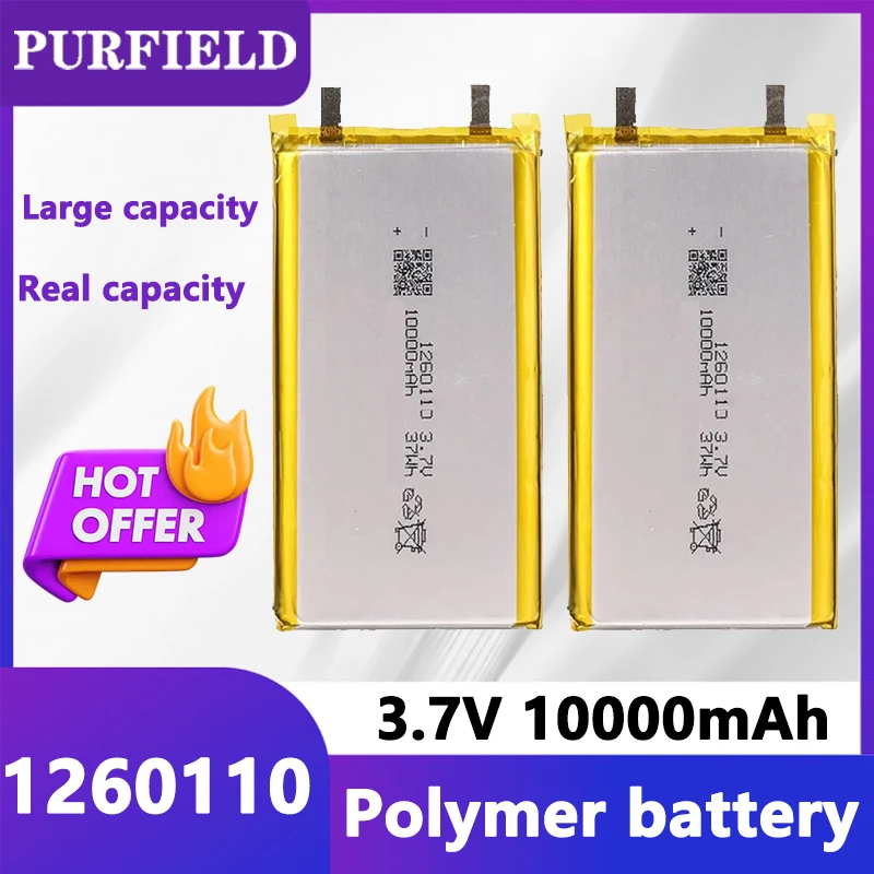 1260110 Li-polymer Battery 3.7V 10000mAh Rechargeable Polymer Batteries Lipo Li-Po for Power Bank GPS Laptop Camping Lights Diy