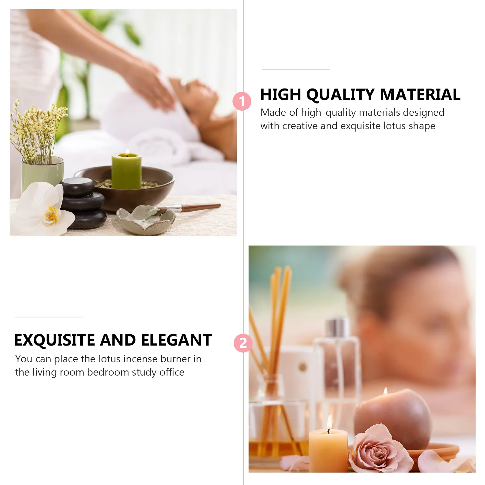 

2Pcs Incense Burner Ceramic Lotus Shape Decorative Censer for Home Office Bedroom Yoga Room Meditation Incense Burner