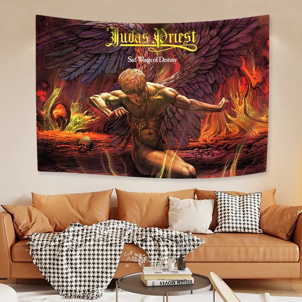 Judas Priests Tapestry Rock Music Art Printed Wall Hanging Covering Cloth Dormitory Bedroom Background Home Decor Hangings