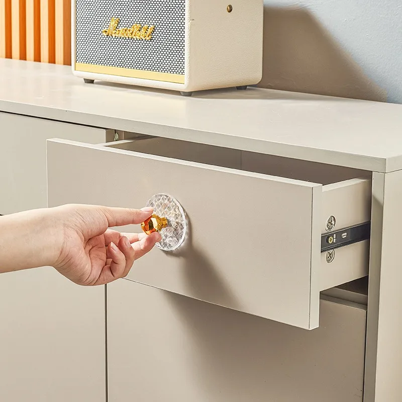 Multifunctional Storage Hook Wall Decor Furniture Hardware Self-Adhesive Crystal Door Knobs Transparent Cabinet Drawer Handle