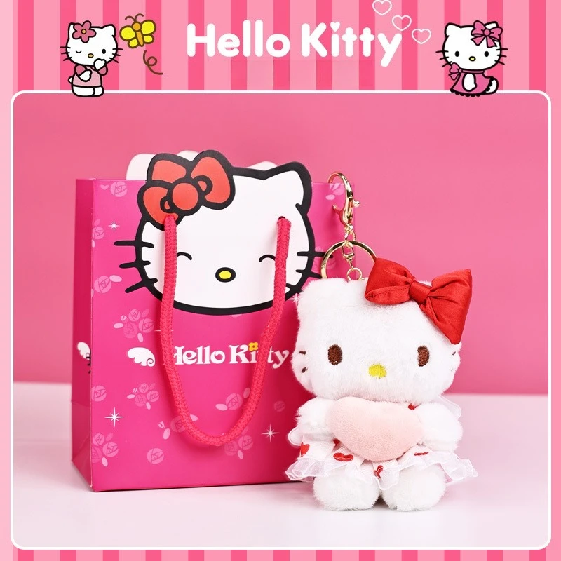 Miniso حقيقية سانريو hellokitty لطيف KT القط سلسلة مفاتيح من الكرتون قلادة كاتي القط المدرسية شنقا حلية قلادة