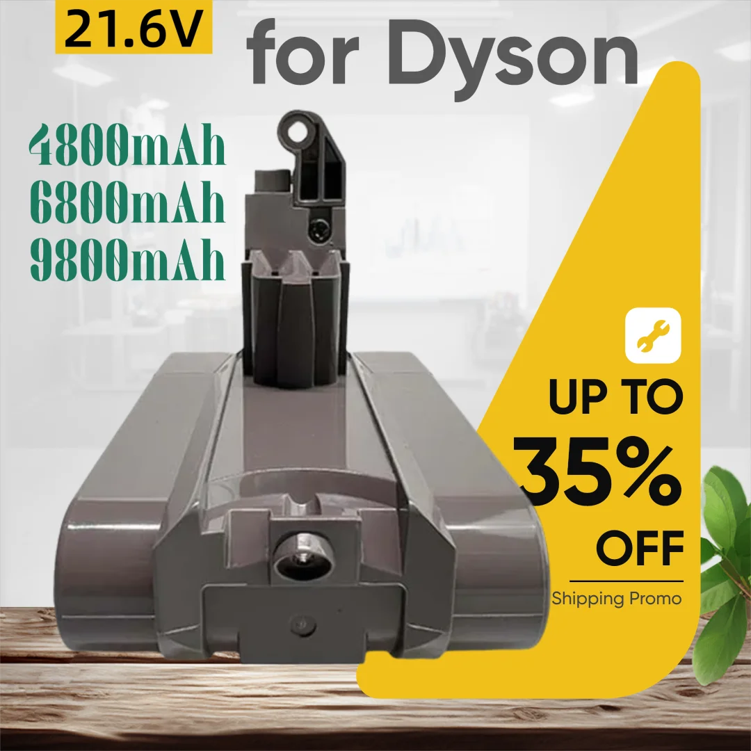 V6 Animal Motorhead V6 Fluffy Vacuum Cleaner 21.6V 9.8Ah V6 Lithium Battery for Dyson DC62 DC59 DC58 SV03 SV04 SV09