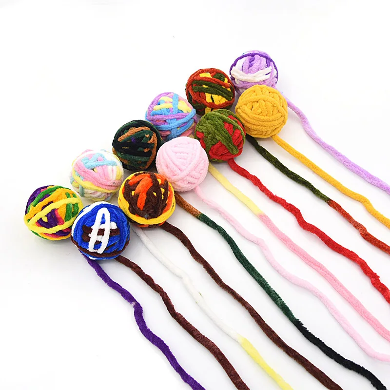 Funny Cat Toys Colorful Yarn Balls With Bell Sounding Interactive Chewing Toys For Kittens Stuffed Toys Ball Cat Supplies