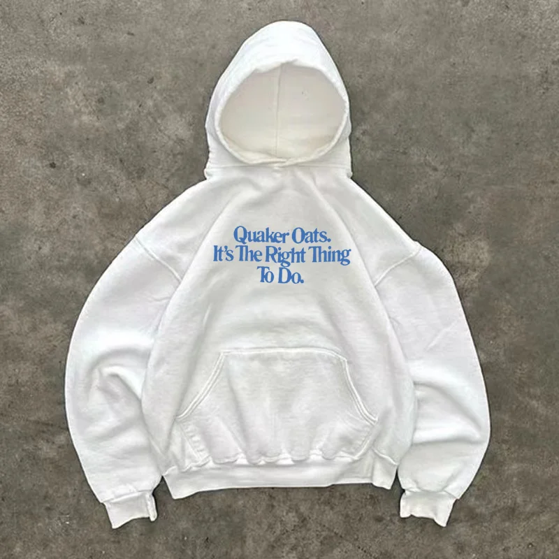 480G Pure Cotton Hoodie Large Loop Couple Loose Fit Comfortable White Hooded Sweatshirt High-End Feelings Harajuku Style