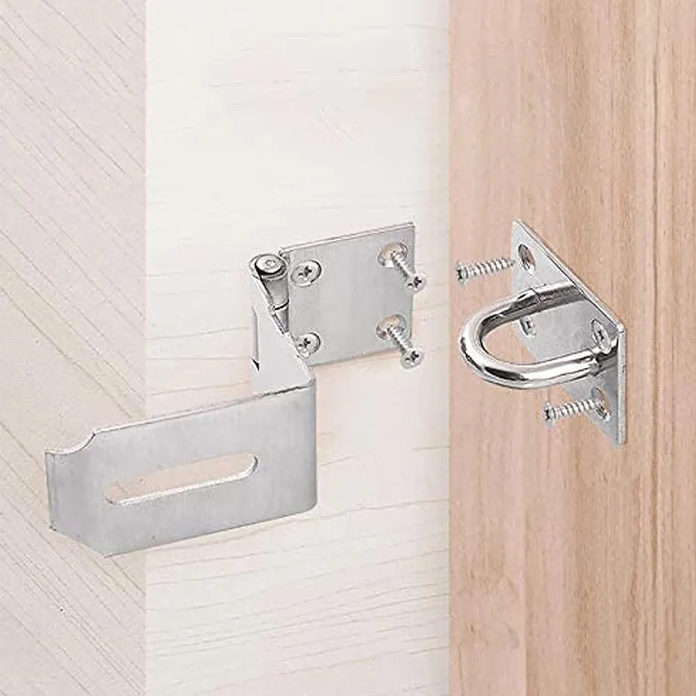 Stainless Steel Hasp Latch 4 Inch 90 Degree Easy Install Secure Door Lock for Sliding Barn Swinging Garage Shed Attic Pool Gate