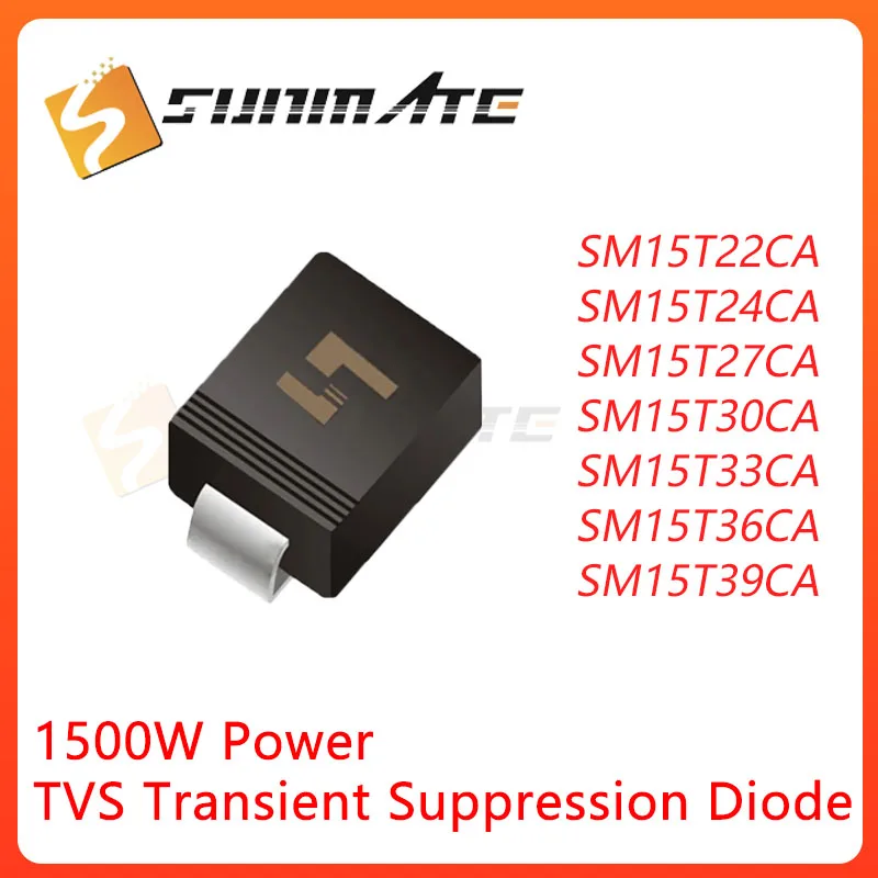50PCS SM15T22CA SM15T24CA SM15T27CA SM15T30CA SM15T33CA SM15T36CA SM15T39CA DO-214AB(SMC) TVS transient suppression diode