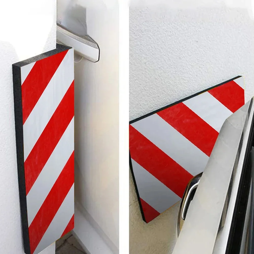 2pcs Red & White Strips Cushioning Block Parking Garage Wall Edge Protector For Protecting The Columns/ Walls/ Corners/ Car Door