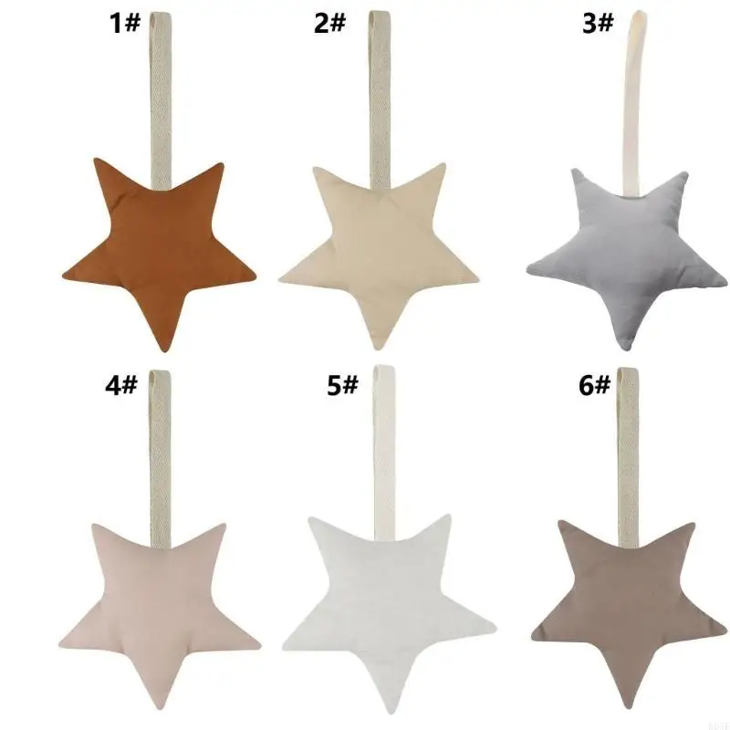 

E06F Baby Pacifier Clip Chain Pendant Soft Cotton Star-shape Soother Holder Decor Dummy Nipple Hanging Ornament
