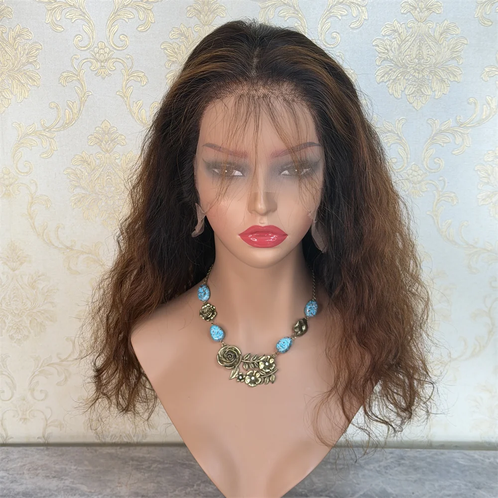 

Натуральный Ombre Коричневый Цвет Глубокая Часть 13x6 Кружевной Фронтальный Парик Настоящие Человеческие Волосы Бесклеевой Парик с Кружевным Верхом для Простая Установка