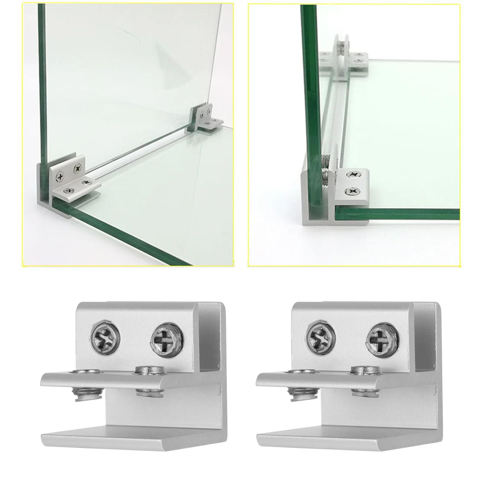 4pcs Clamp Fixed Bracket Panel Clamps Shelf Brackets Mounting Alloy Durable Sturdy Suitable Different Glass Thickness Glass