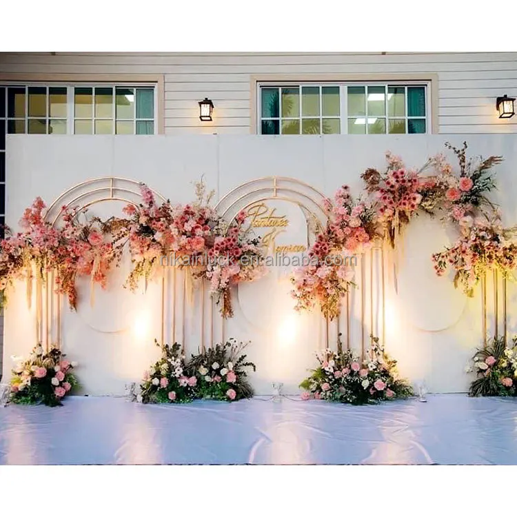 

Wedding Backdrop Metal Arch Gold Metal Arched Backdrop Frames Party Balloon Backdrop Stand
