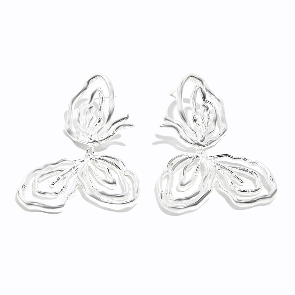 

Glossisland 925 silver plated stainless steel ladies Abstract line earrings Silver white trendy jewelry accessories