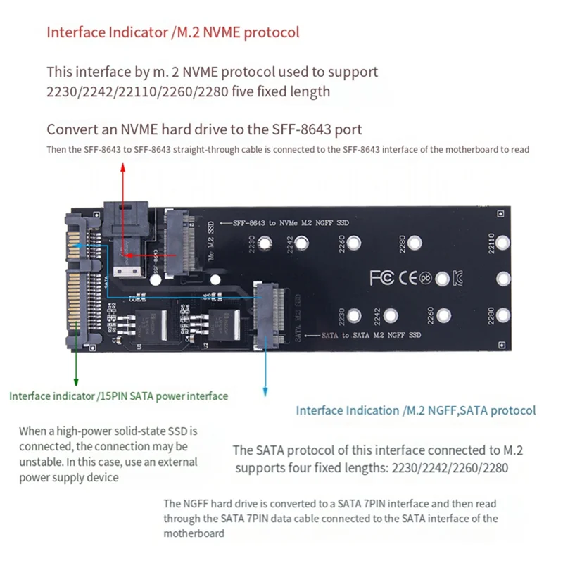 NGFF M-Key a Slimline SAS NVME Pcie 22Pin SATA Adattatore Convertitore SSD adatto per scheda madre desktop portatile