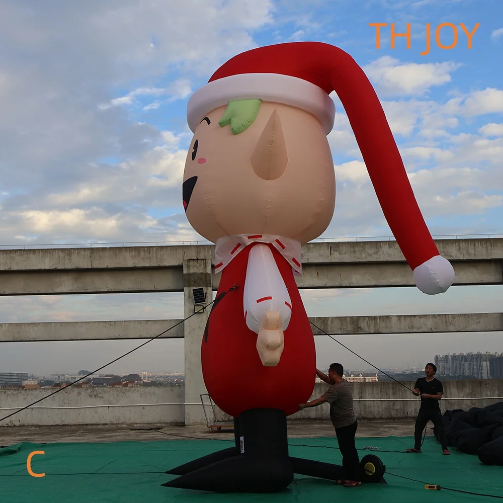 fast air ship to door,20ft 6m tall Santa cartoon Inflatable Christmas Elf for outdoor decoration