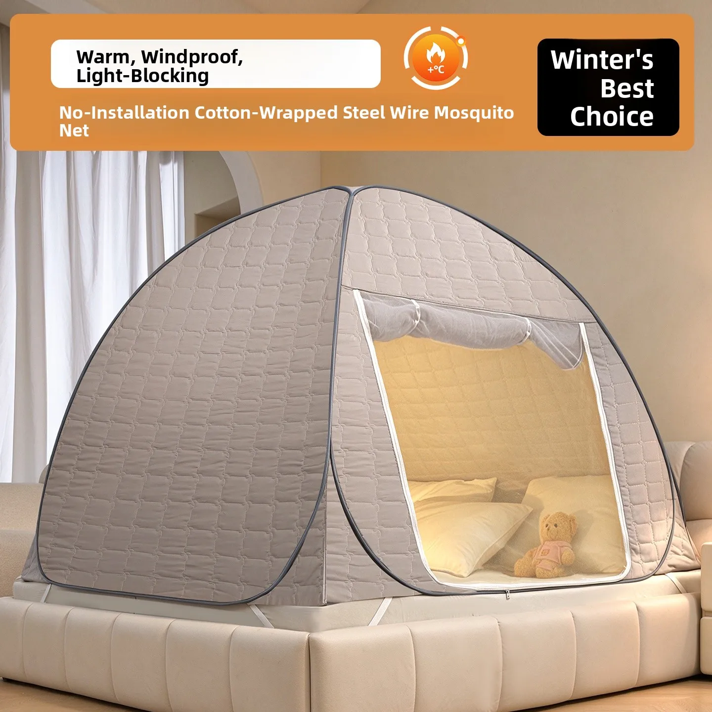 Indoor Mongolian Tent Mosquito Net Warmth Prevention Unassembled Bedding Hotel Privacy Light Blocking Cold Proof