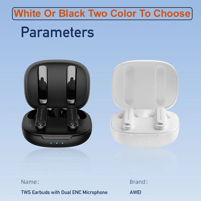 Awei T36Pro ENC наушники беспроводные наушники Bluetooth 5,3 с микрофоном ENC шумоподавление HiFi настоящие беспроводные наушники 300 мАч