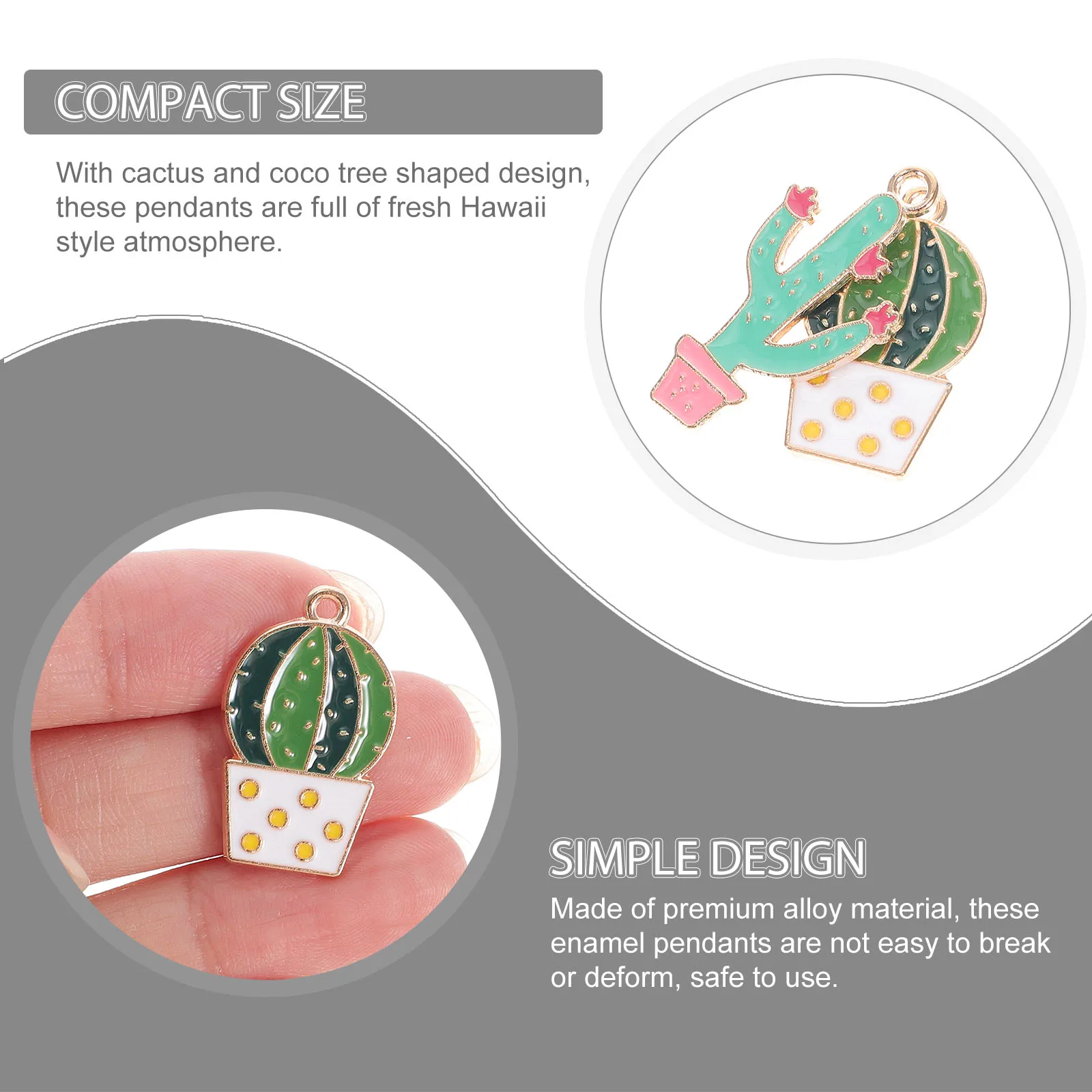 

40 Pcs Tree Enamel Charms Hawaiian Style Necklace Pendant DIY Crafts Alloy Jewelry Making Accessories Cactus Shaped