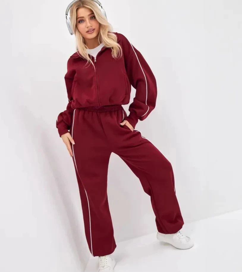 

Спортивная одежда, свободный модный полосатый свитшот, кардиган, брюки, комплект, женский спортивный костюм