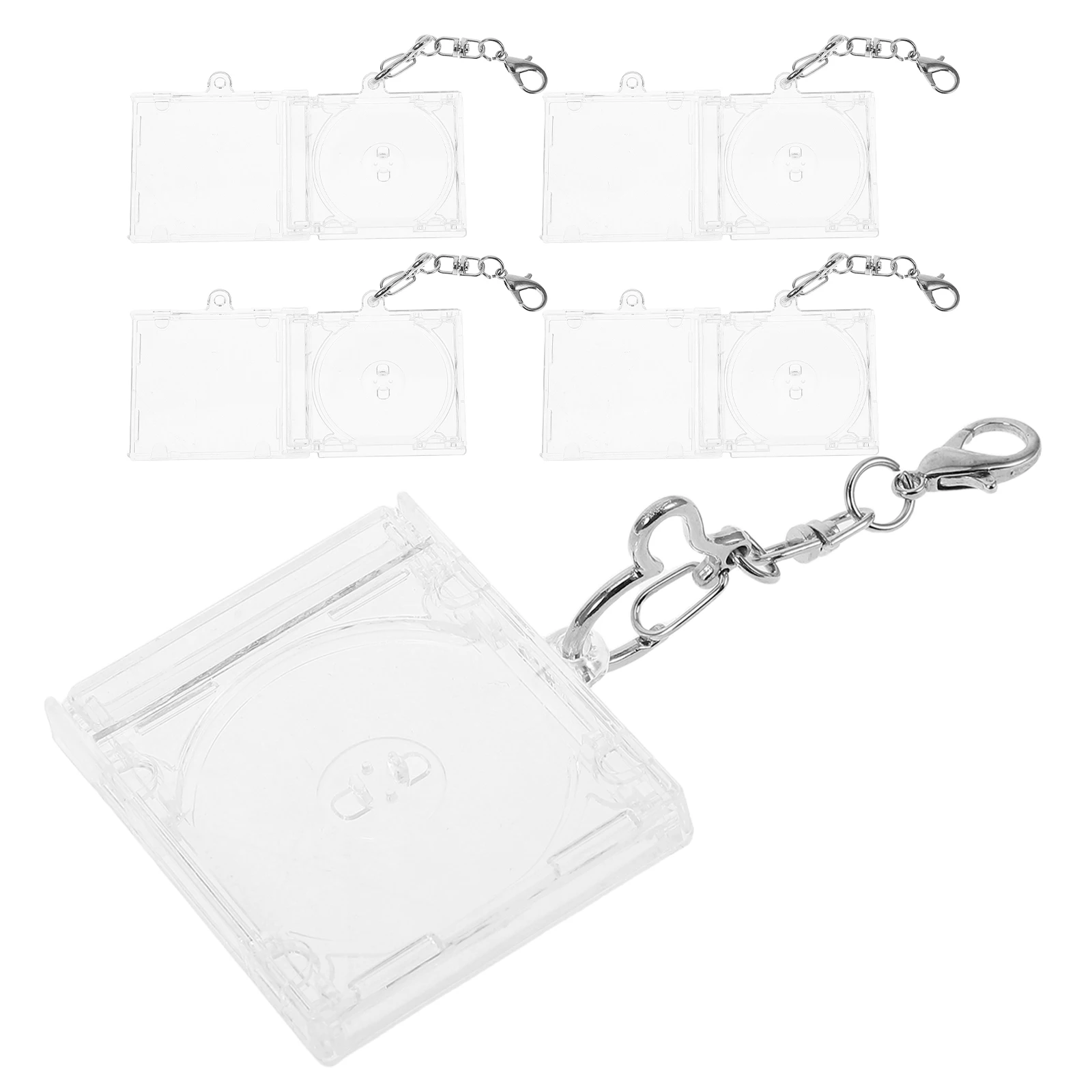 

5pcs Transparent Mini CD Shell Acrylic Keychain DIY Fan Pendant Heart Shaped Decorative Accessories Music Lover Gift for Album