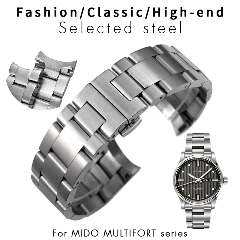 22mm 23mm 316L Stainless Steel Watchband Fit for Mido MULTIFORT M005.430 M005.614A Serie Waterproof Watch Strap