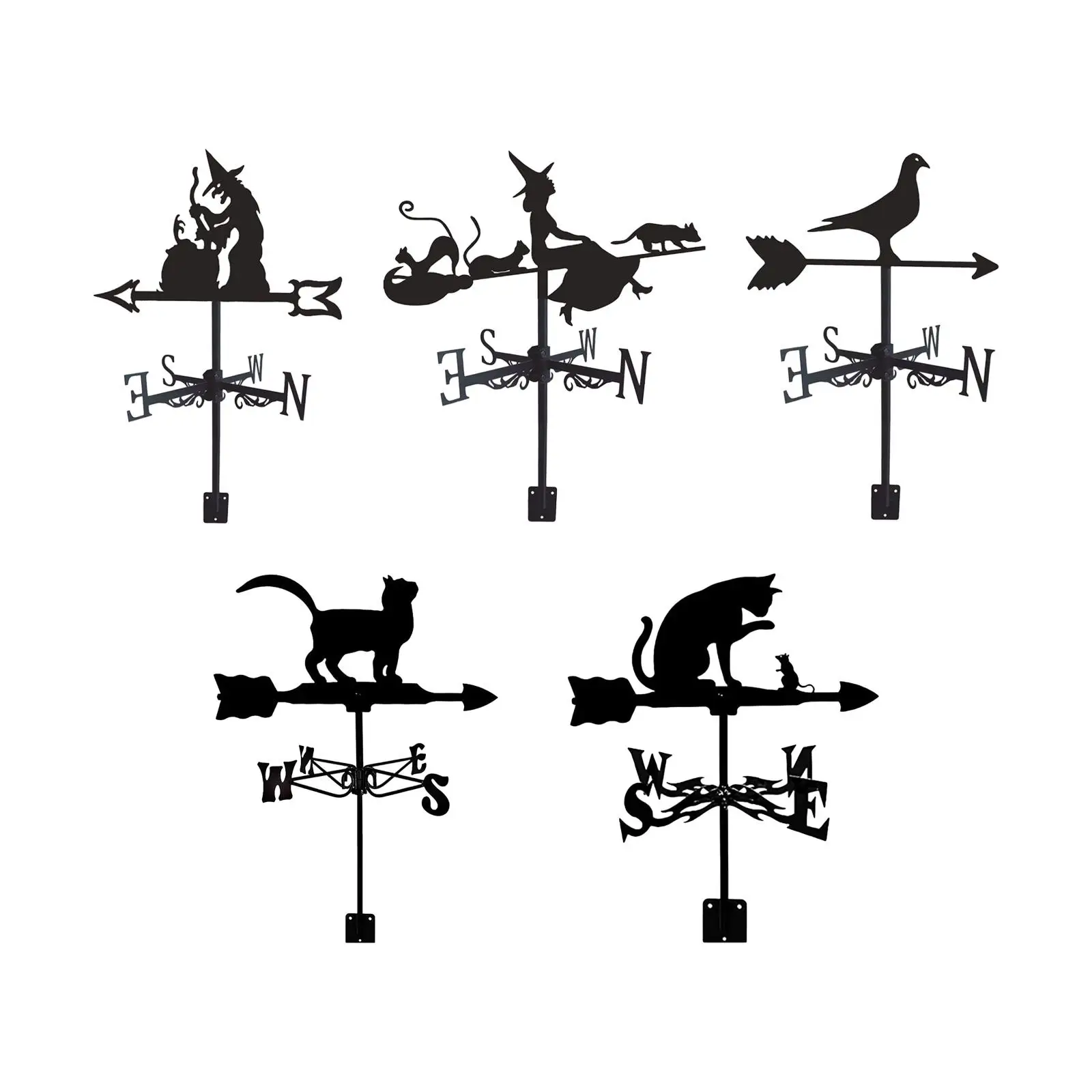 Black Wrought Iron Weathervane Farm Scene Decorative 75cm Tall Wind Direction Weather Vane for Barn Yard Cupola Farmhouse Garden