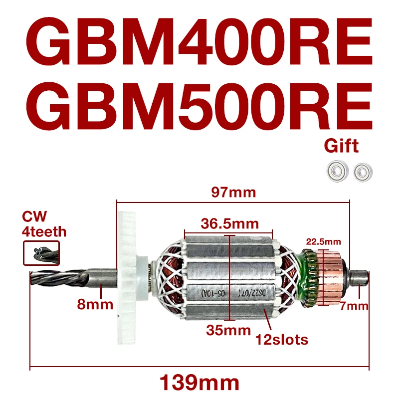 AC220-240V Rotor Coil for Bosch GBM400RE GBM500RE Power Tools Hand Drill Armature Rotor Anchor Stator Coil Replacement Parts