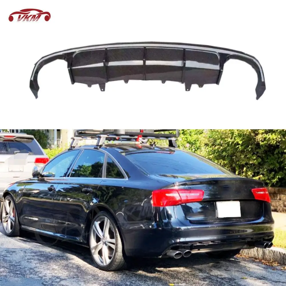 

Carbon Fiber Car Rear Bumper Diffuser Lip Spoiler For Audi A6 Sline S6 C7 2013-2015 FRP Prime Fins Back Hugger Car Accessories