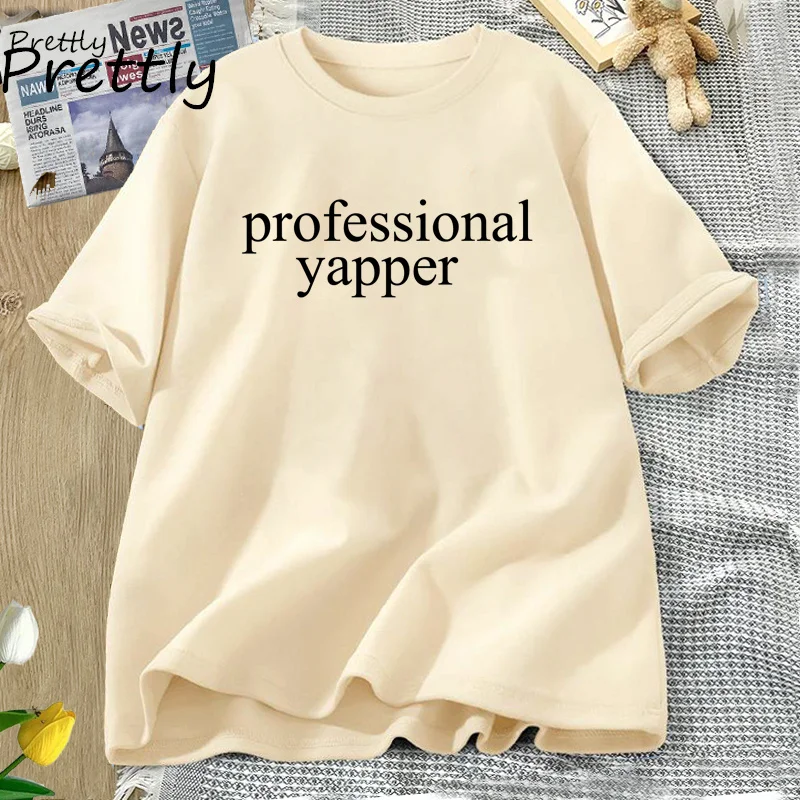 Professional Yapper T Shirt Funny Meme T-Shirt Women Trendy Cotton Short Sleeve T-shirts Womens Clothing Summer Harajuku Tees