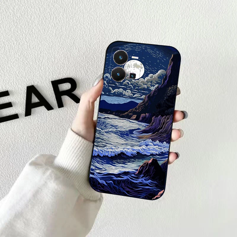 

Landscape Moon Night River Mountain Case For VIVO Y53S Y33S Y01 Y22S Y31 Y21 Y70 Y21S Y72 Y51 Y35 Y76 V21 V2023 V21E V20 SE