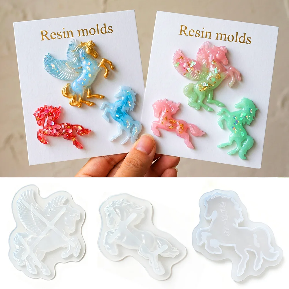 Unicorn Horse Silicone Mold 3D Mythical Keychain Pendant Epoxy Resin Mold Fantasy Pegasus Craft for DIY Jewelry Making