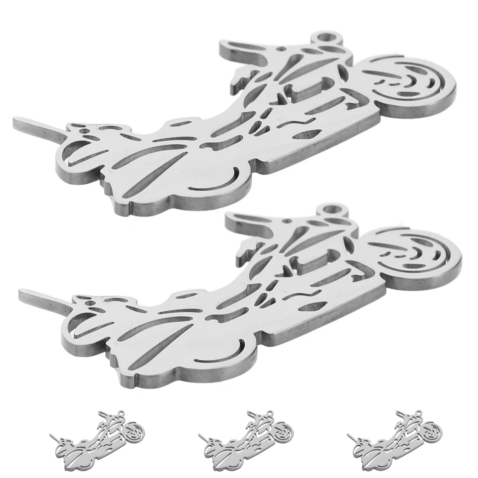 

5pcs Stainless Steel Motorcycle Pendant Diy Craft Supplies Hollow Design 304 Material Comfortable Wear Multifunctional Use