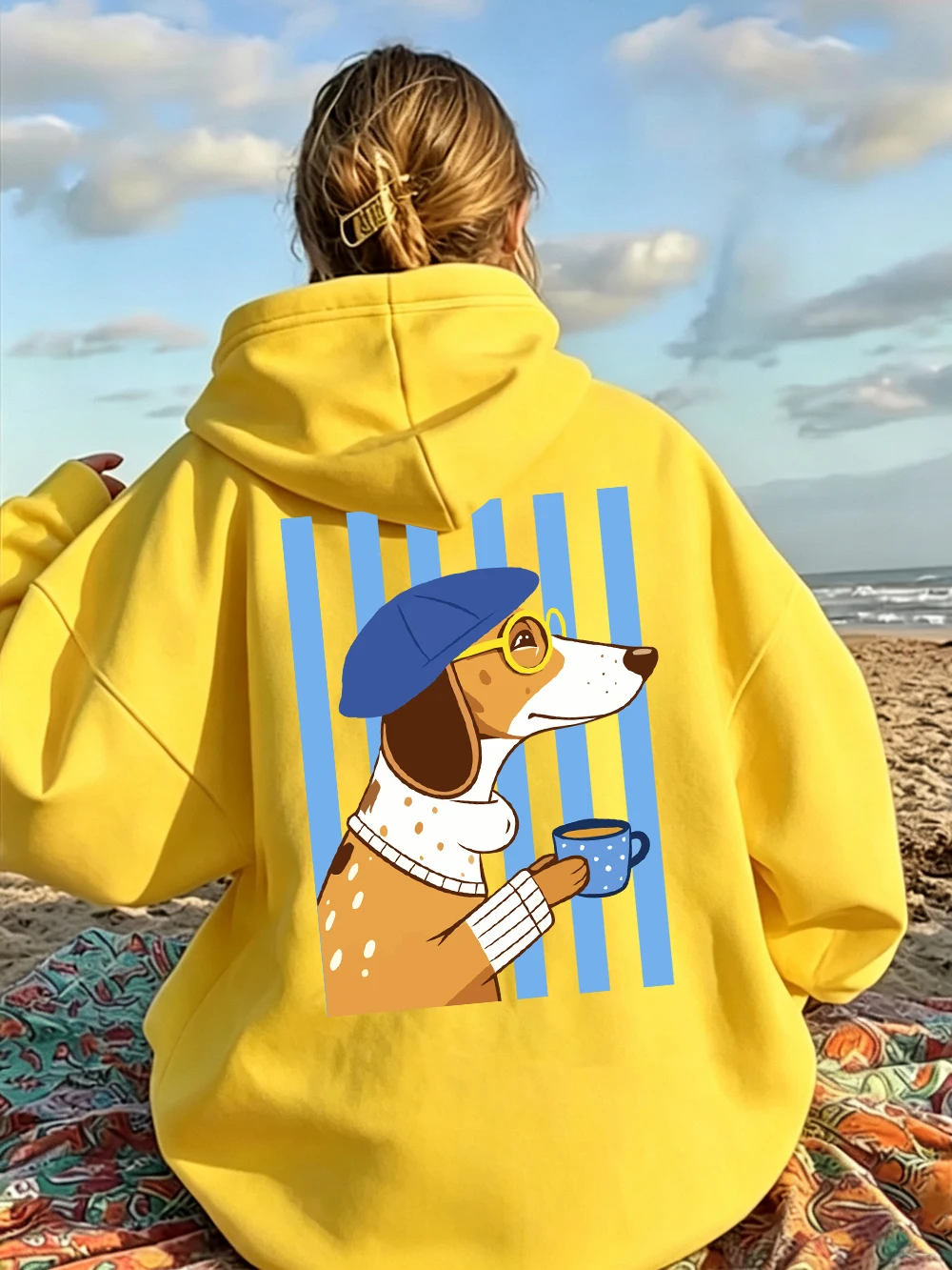 Dachshund-Hundemotiv Hoodies Damen Lässige Lose Pullover mit Taschen Sportliche Jogging-Sweatshirts Winter Fleece Warme Damenkleidung – Detail 14