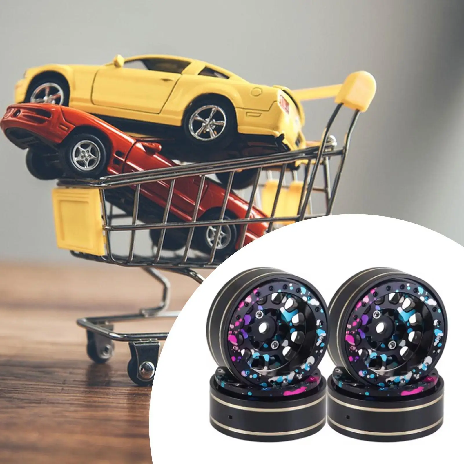 

4Pcs 1.1 Beadlock Rims Replacing Replace Parts High Strength Metal Rims for 1:18 1:24 RC SCX24 RC Car Crawler Trucks DIY Accs