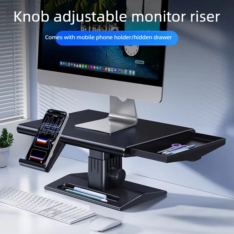 

Height Adjustment Monitor Riser Ergonomic Desktop Laptop Stand for Office Accessories Computer Screen Riser with Drawer
