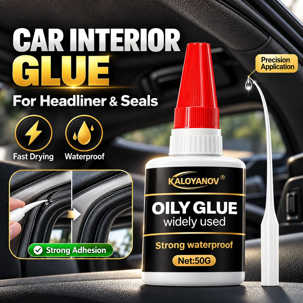 Waterproof Oil-Based Super Glue Auto Plastic Adhesive Car Headliner Interior Repair Fast Dry Weatherstrips Sealant Roof Fix Tool