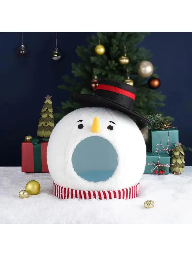 Christmas Snowman Cat Nest, Puppy Nest, Four Seasons Universal House, Winter Warm Pet Nest