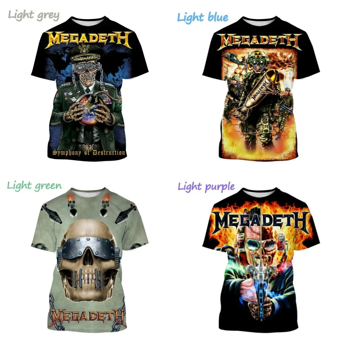 

Модная футболка Megadeth, мужская футболка с 3D принтом, уличная футболка в стиле хип-хоп с круглым вырезом, мужская и женская быстросохнущая футболка MOTO