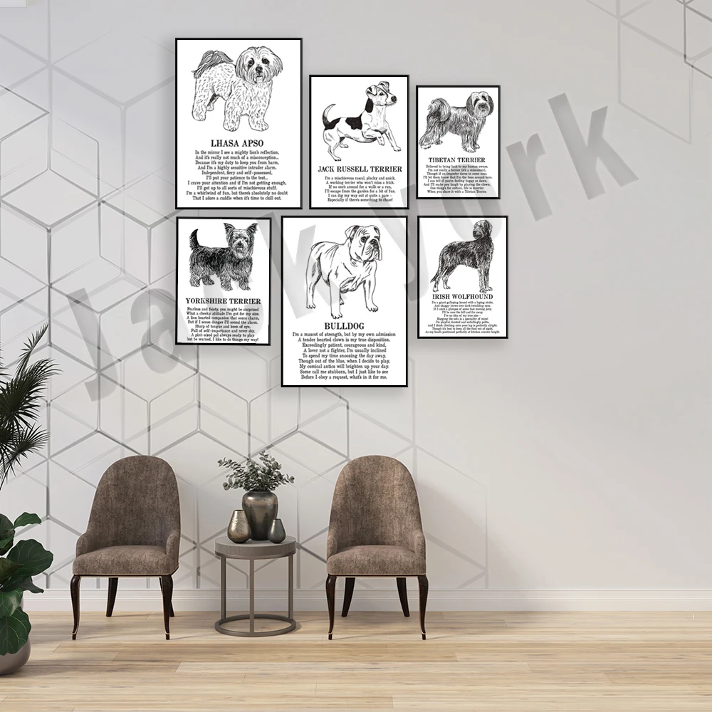 لاسا أبسو، كلب الراعي الإنجليزي القديم، جحر أيرلندي، بولدوج، جحر التبت، جحر أيرلندي، ملصق شعر حيوانات يوركشاير جحر #3