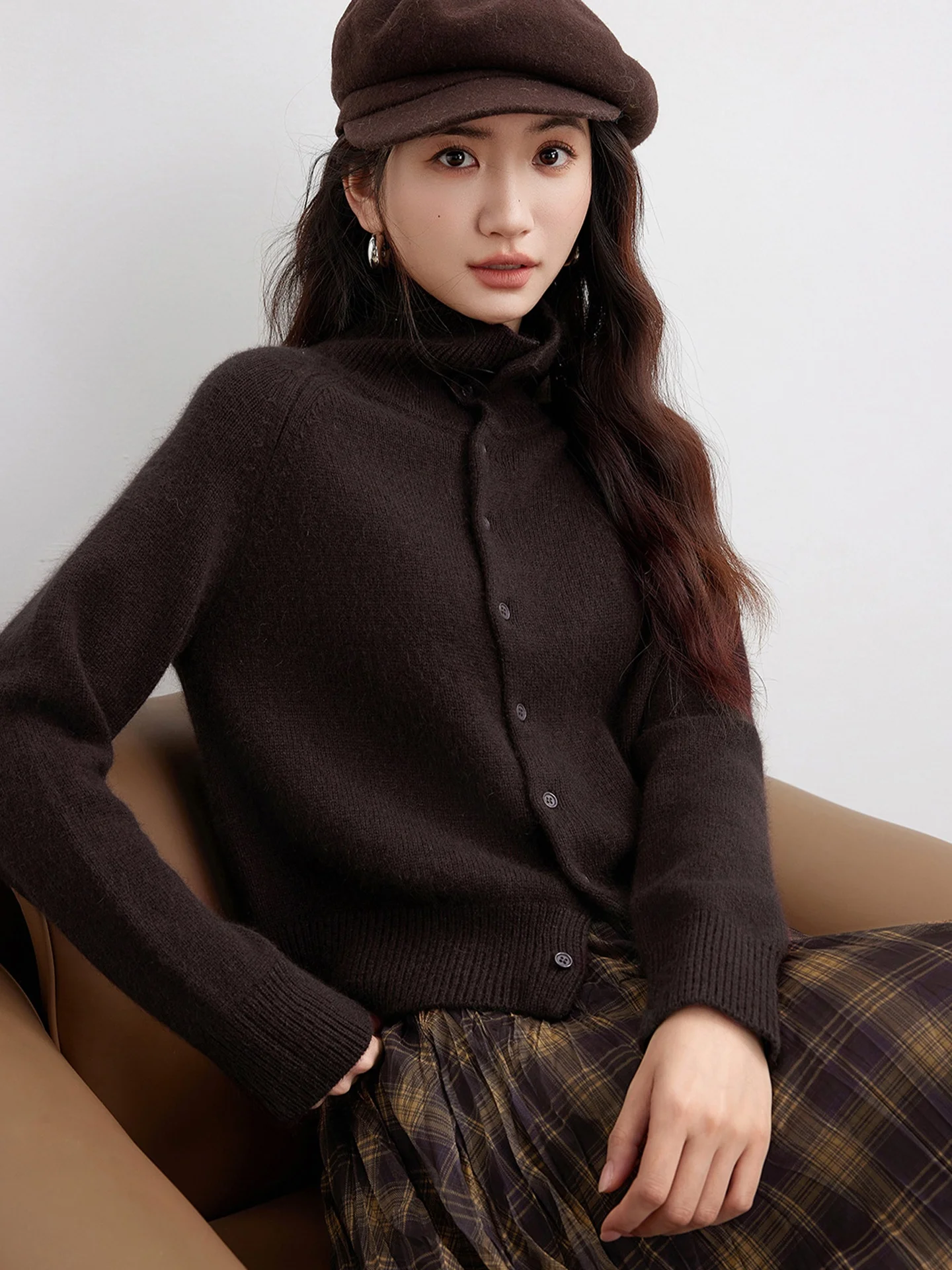 Sweter damski z dzianiny w stylu retro, przyjazny dla skóry, długi rękaw, kolorowy, modny, zimowy, uniwersalny, casualowy top.