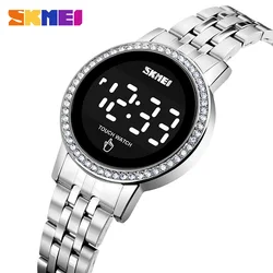 SKMEI-reloj Digital LED táctil para mujer, cronógrafo sencillo con fecha y hora, resistente al agua, con diamantes, 1669