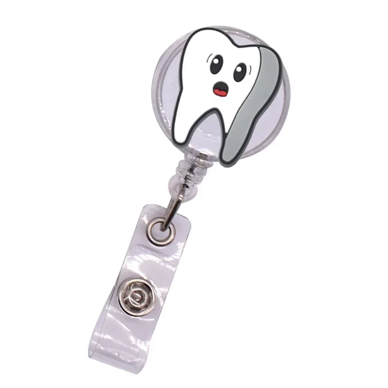 Imagem -06 - Kawaii Cartoon Dentes Estilo Retrátil Badge Reel para Dentista Médico Trabalhador Adorável Nome Titular do Cartão Bonito Peça