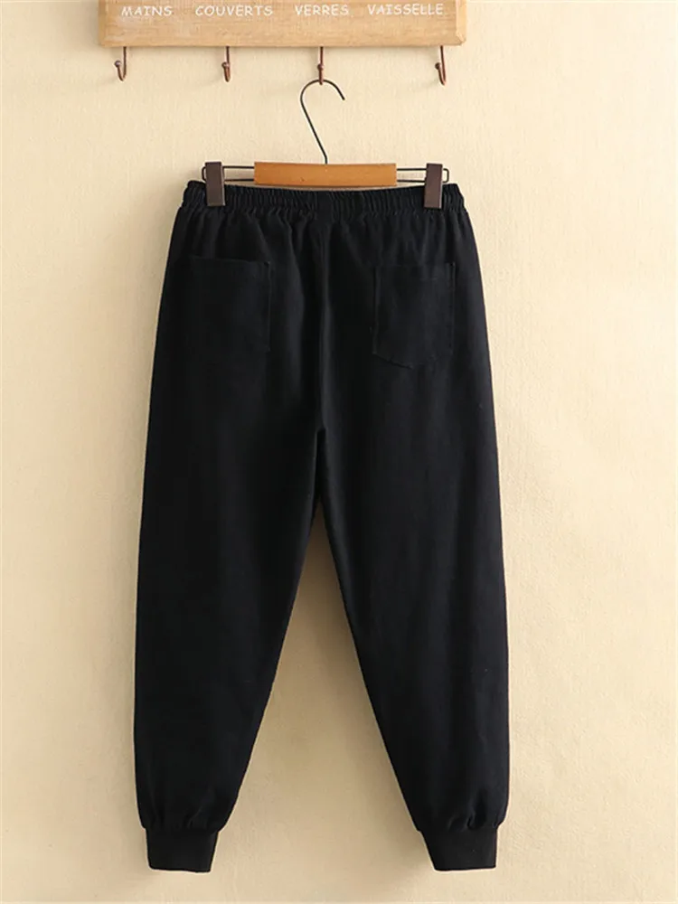 Pantaloni taglie forti in primavera e autunno indossare elastico in vita strisce bianche su entrambi i lati pantaloni larghi pantaloni larghi a gamba larga 3XL-5XL