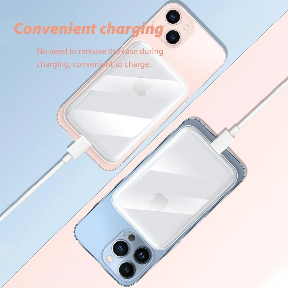 Hybrid Clear Case for MagSafe Battery Pack PC + TPU  Anti-Yellowing Crystal Clear Shockproof  Protective Case (Transparent)