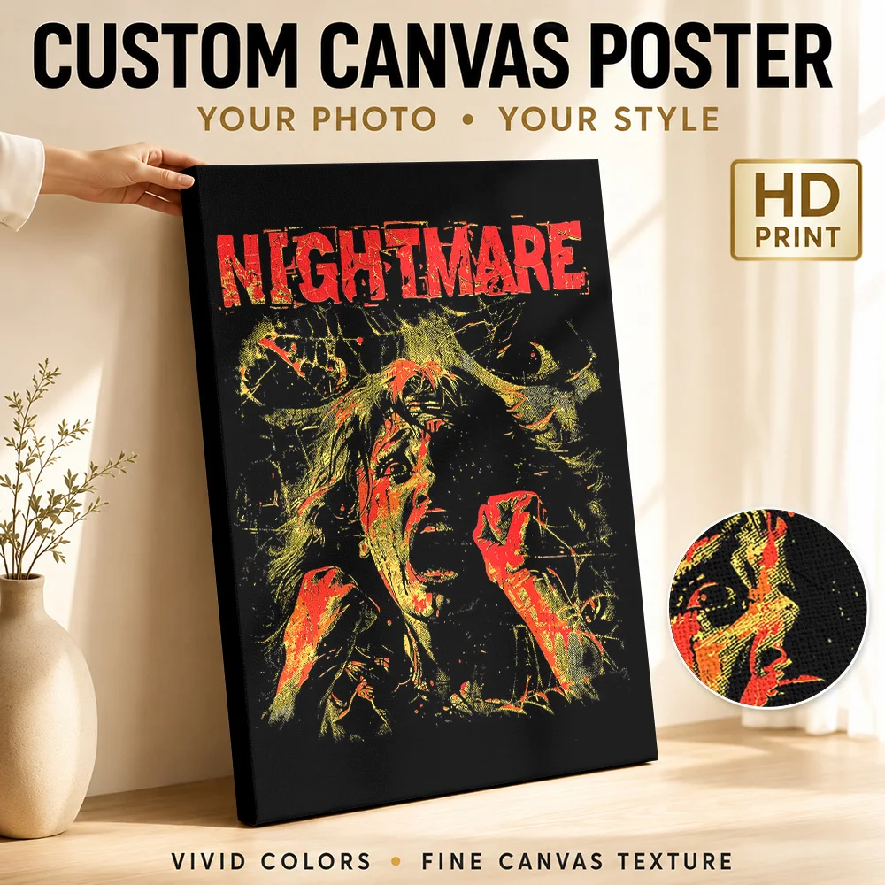 Nightmare Horror Graphic Canvas Poster Personalized Gothic Horror Wall Paintings Decoration for Bedroom Man Cave Ready to Hang