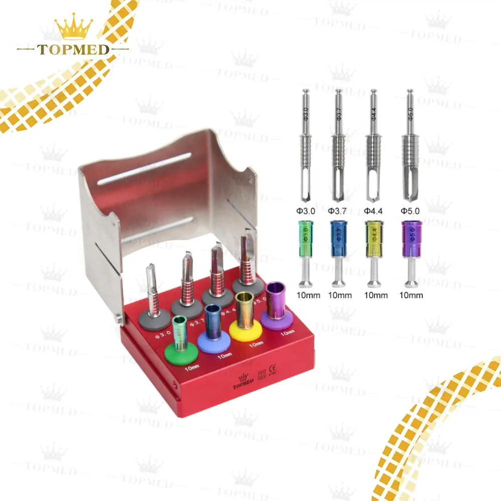 Dentals Trephine Drills Kit 8 Pieces Implants Bur Holder Stainless Steel 8 Pieces Trephine Polished Kit By debonairi Bone Collec