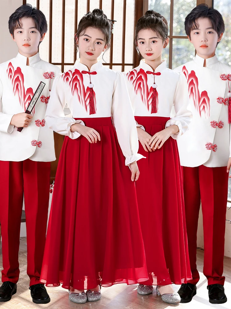 

Patriotic Speech Performance Costume Children's Day Chorus Group Outfit Elementary School Girls National Speech Ceremony Clothes